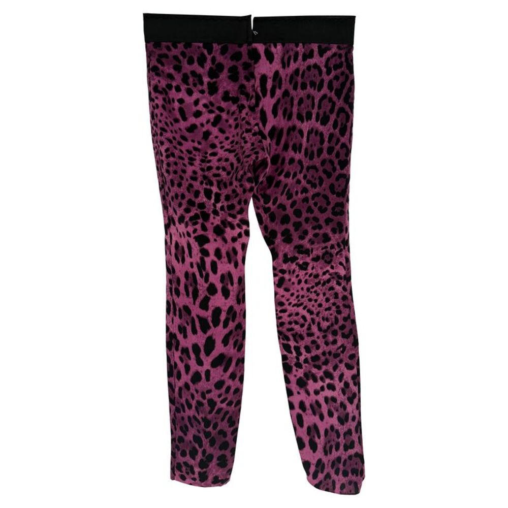 Dolce & Gabbana Leopard Print Pants in Purple Silk